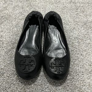 Tory Burch black leather ballet flats, Size 7.5, fit TTS